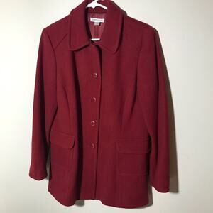 Pendleton virgin and lambs wool blend red button up coat womens 14 warm thick